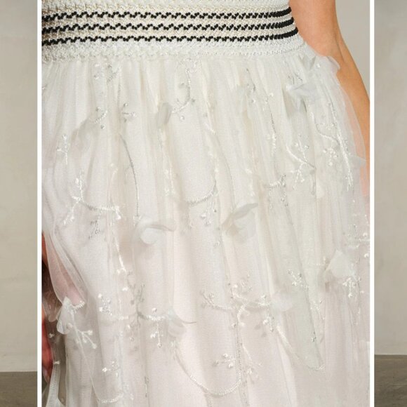 Whimsical Embroidered Midi Tulle Skirt - Picture 3 of 6
